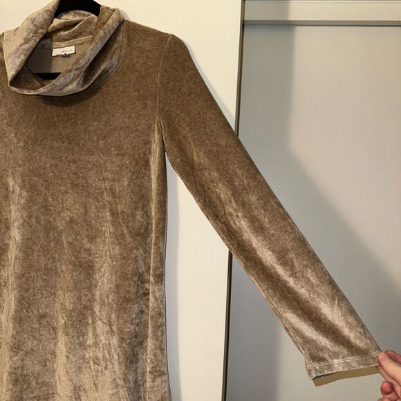 J. Jill Pure Velvet Mock Neck Tunic Sweater Tan Brown XS EUC - Picture 4 of 13